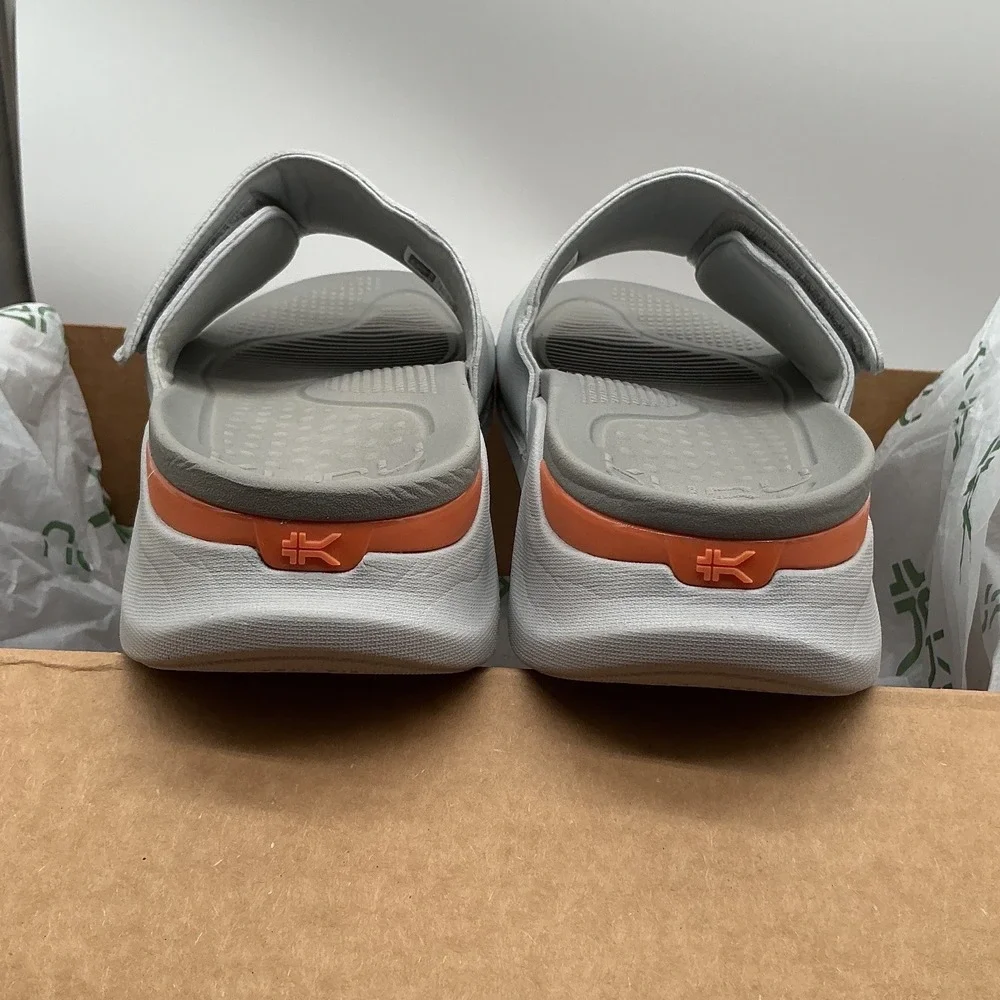 KURU KIVI Mens Grey Orange Adjustable Strap Comfort Slide Sandals Size 11